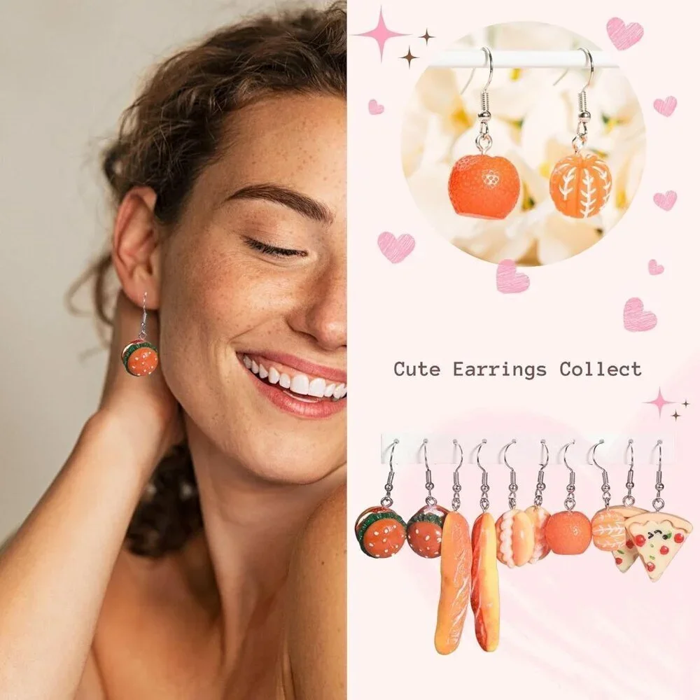 Whimsical 30-Pair Earring Set for Women - Cute Animal, Food & Aesthetic Styles - Picture 2 of 6